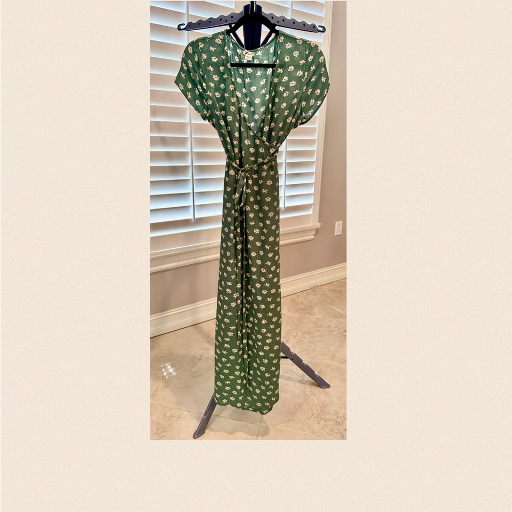 Floral Green wrap dress.